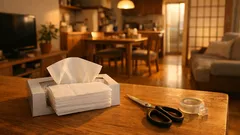 ボックスティッシュがすぐ空になる家へ、半分ティッシュで自然に節約する方法